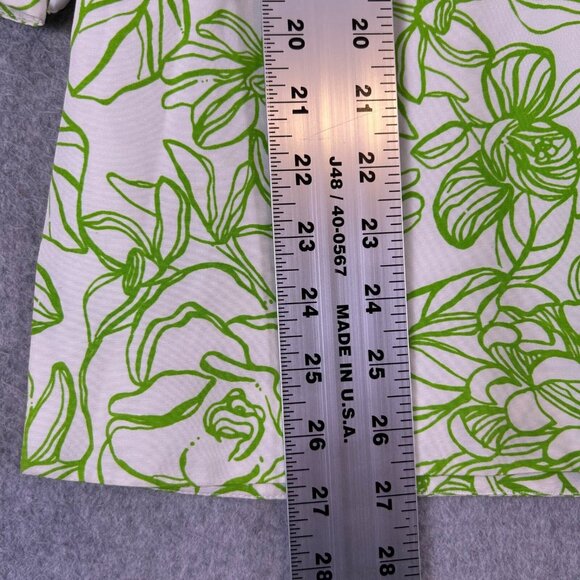 Lilly Pulitzer Tunic Womens 2 White Green Silk Blend Floral Beaded Tropical Boho - Picture 3 of 12